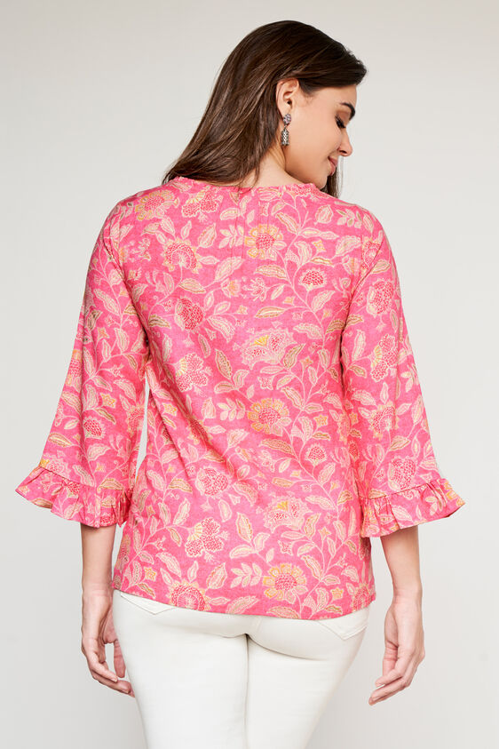 Pink Floral Flared Top, Pink, image 6